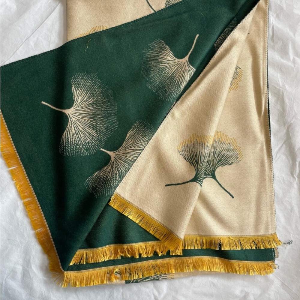 Scarf, Large Beige / Green Wool Shawl, Soft Wrap, Warm Pashmina, Women Gift, NEW